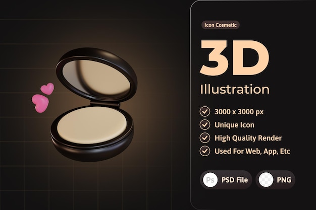 PSD 3d-pictogram cosmetische luxe, gezichtspoeder