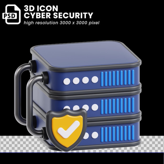 PSD 3d-pictogram cyberbeveiliging voor webdesign en ui ux-ontwerp