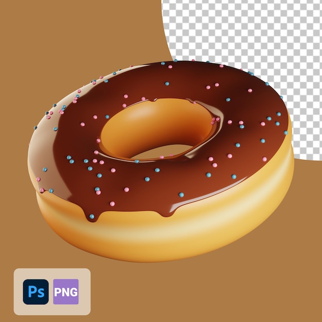 3d-pictogram donut met hagelslag en chocoladeroom topping