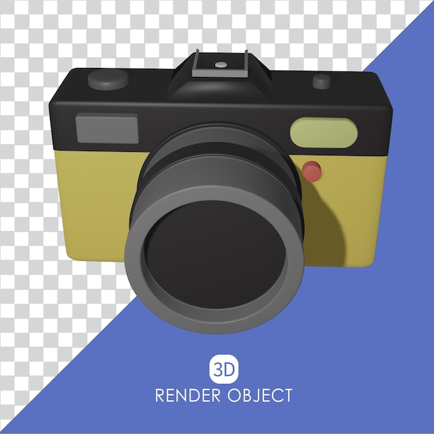 PSD 3d-pictogram dslr camera geel zwart bovenaanzicht illustratie