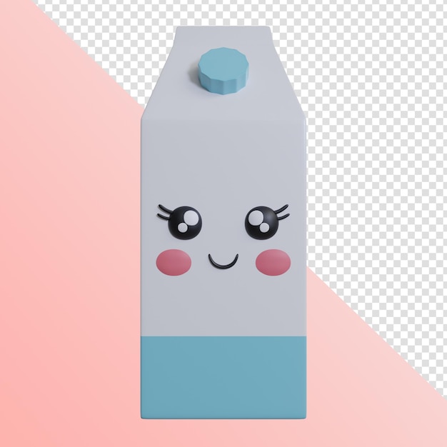 3d pictogram geeft melk kawaii terug