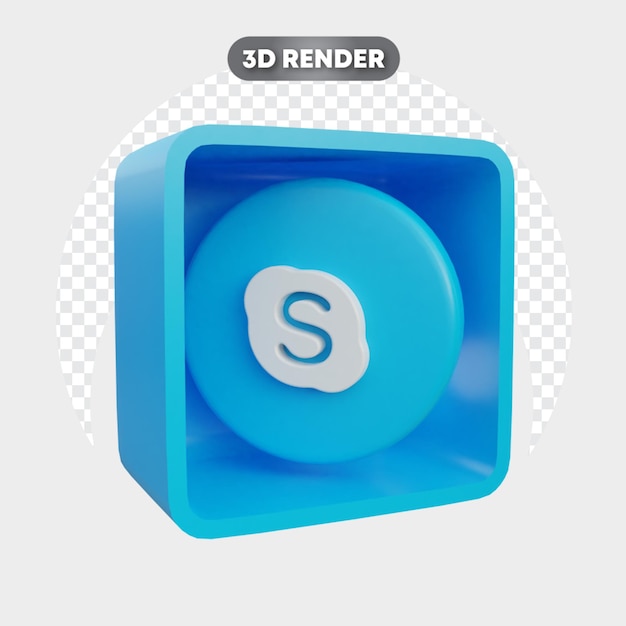 3D-pictogram geïsoleerd in vak sociale media skype