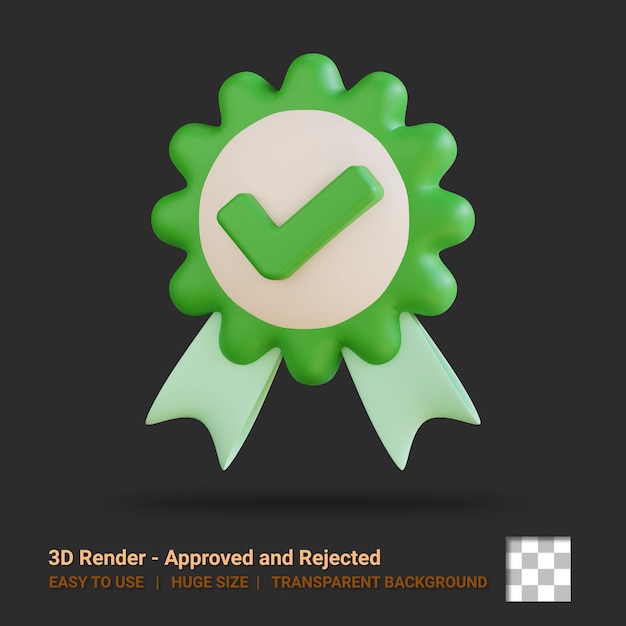 PSD 3d-pictogram goedgekeurde illustratie met transparante achtergrond