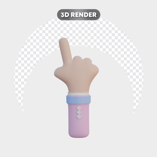 3d-pictogram handgebaar achterkant één vinger