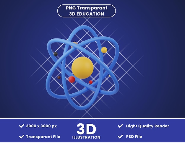 PSD 3d pictogram illustratie atoom