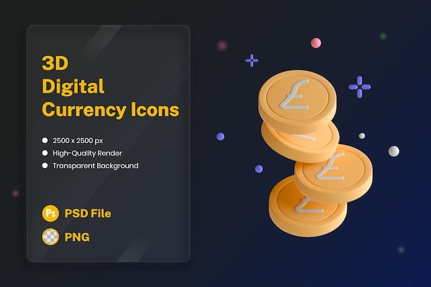 3D Pictogram Illustratie Britse Pond Geld Munt Financiën