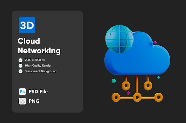 3d pictogram illustratie cloud netwerk