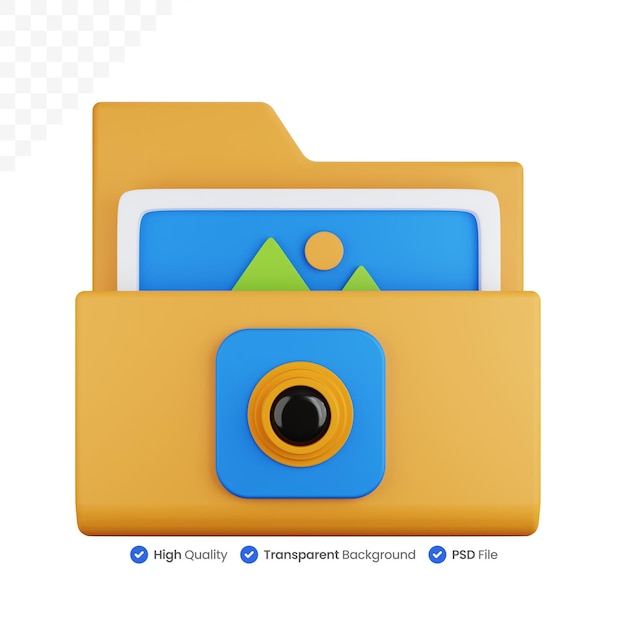 3d pictogram illustratie folder camera