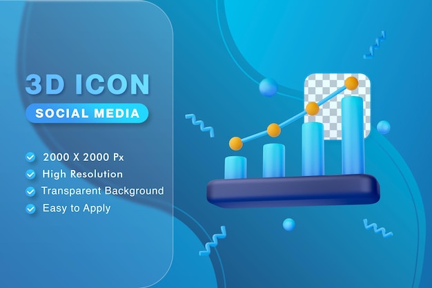 3D-pictogram Illustratie grafiekstatistiekrapport goed voor Ui-ontwerp of sociale media-feed