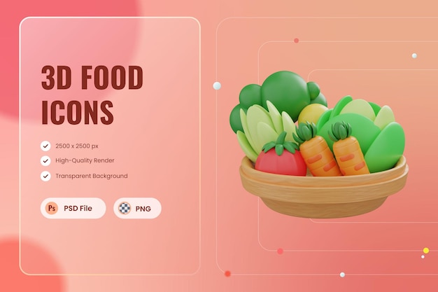 3D Pictogram Illustratie Groenten Wortel Tomaat Veganistisch Vegetarisch