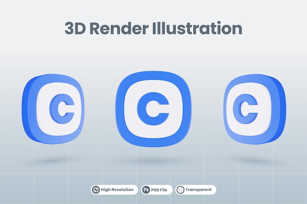 3d pictogram illustratie letter alfabet c geïsoleerd