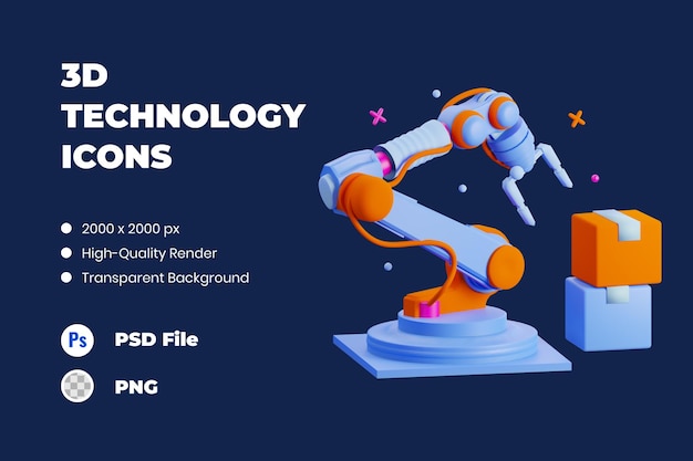 PSD 3d pictogram illustratie robotarm