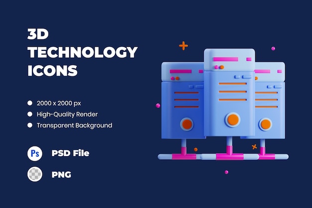 3D Pictogram Illustratie Server Database