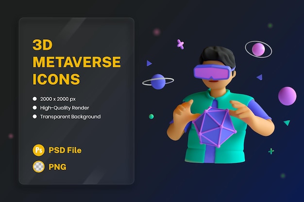 3D Pictogram Illustratie Simulatie Metaverse Interactieve Technologie