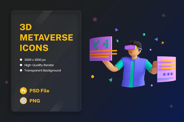 PSD 3d pictogram illustratie simulatie metaverse interactieve technologie