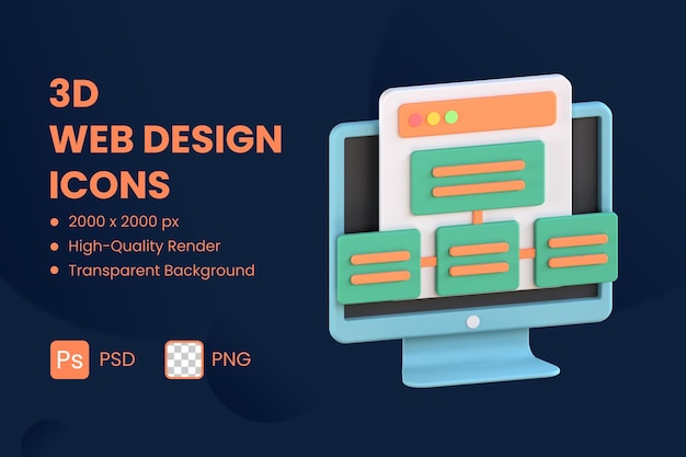 PSD 3d pictogram illustratie sitemap