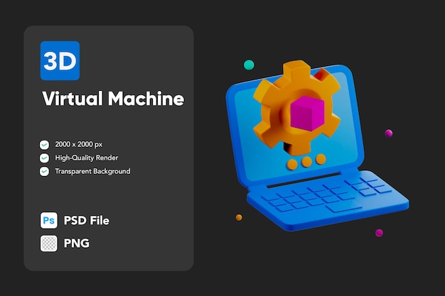 PSD 3d pictogram illustratie virtuele machine laptop