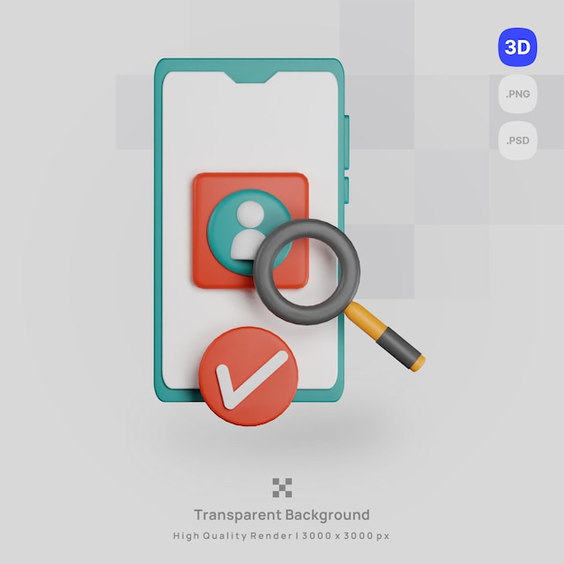 PSD 3d pictogram illustratie zoekmachine optimalisatie renderen smartphone met transparante achtergrond