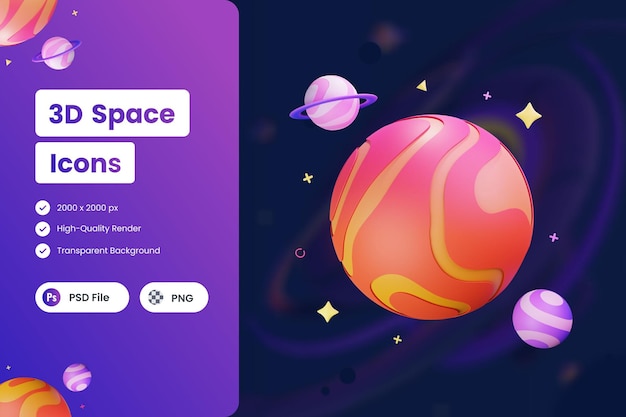 3D Pictogram Illustraties Planeet Galaxy