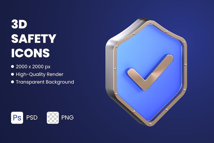 PSD 3d pictogram illustraties veiligheidsteken schildbescherming