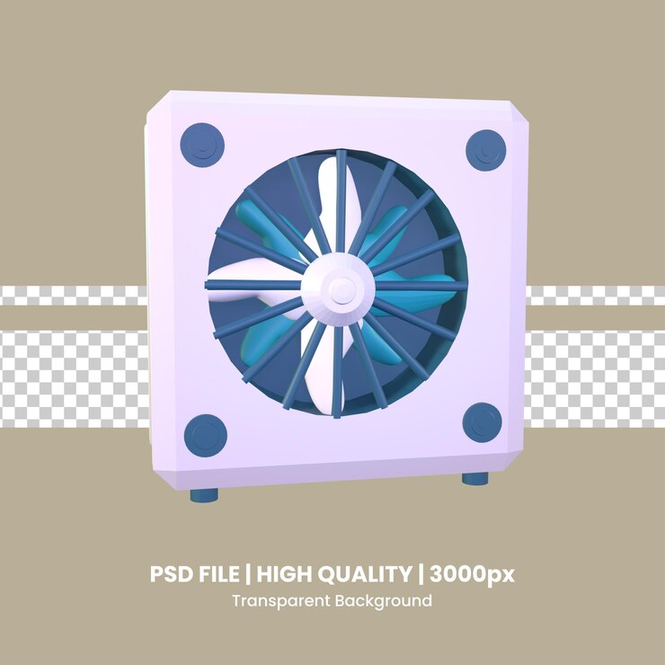 PSD 3d pictogram industriële ventilatieventilator weergegeven geïsoleerd op de transparante achtergrond