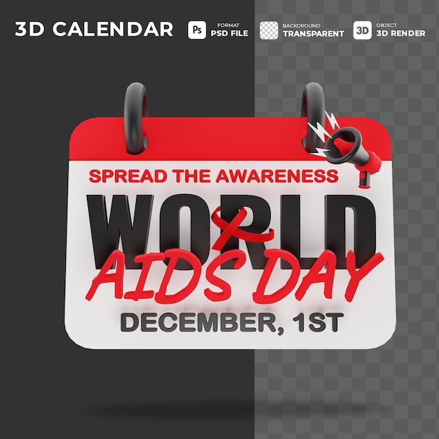 3d pictogram kalender in speciale dag geschikt voor wereld aids dag campagne