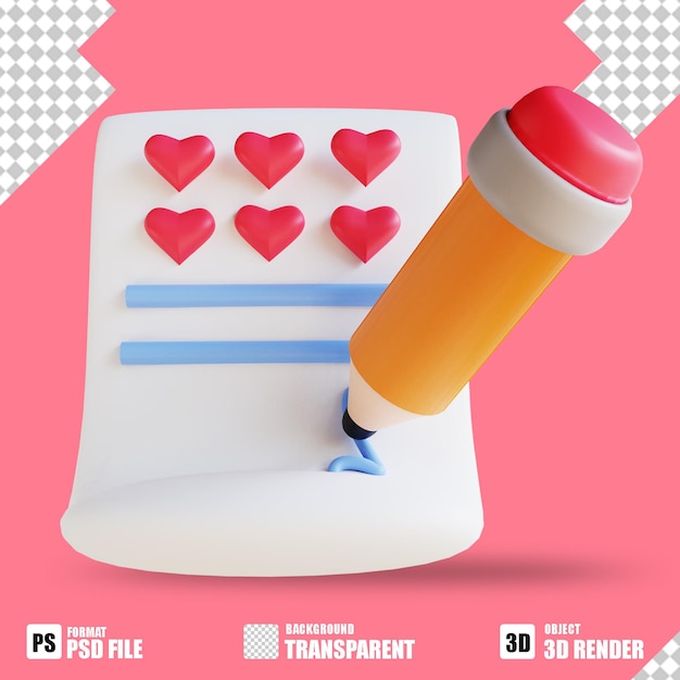 3D-pictogram liefdesbrief 3 geschikt voor Valentijnsdag
