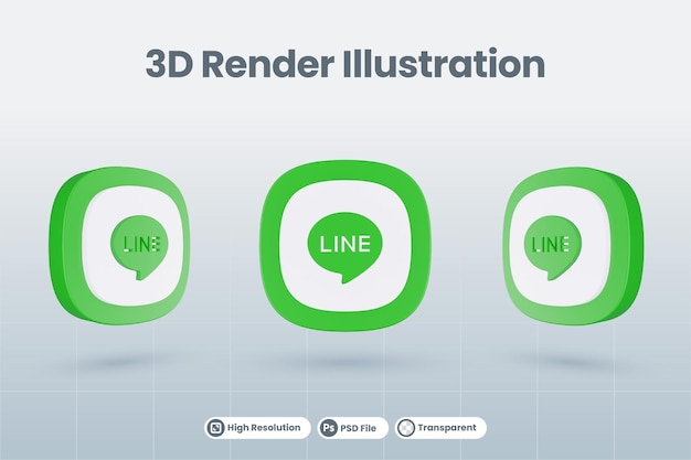 3d pictogram lijn sociale media logo geïsoleerd render