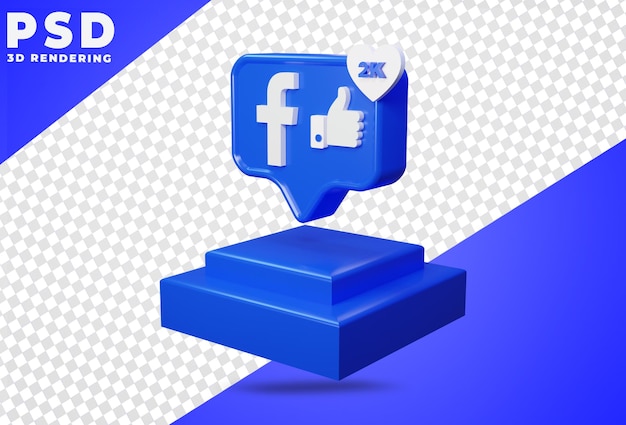 3d pictogram met zoals faceboock podium geïsoleerd teruggeven