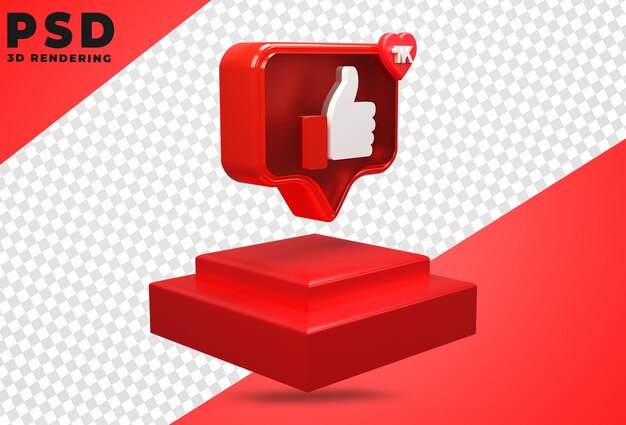 3D-pictogram met zoals facebook podium rendering geïsoleerd