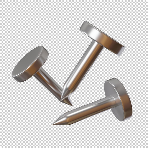 PSD 3d-pictogram metalen spijkers gereedschap