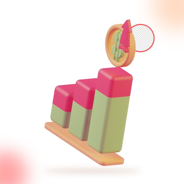 PSD 3d-pictogram monetaire crisis, financiële inflatie, financiële 3d-pictogram