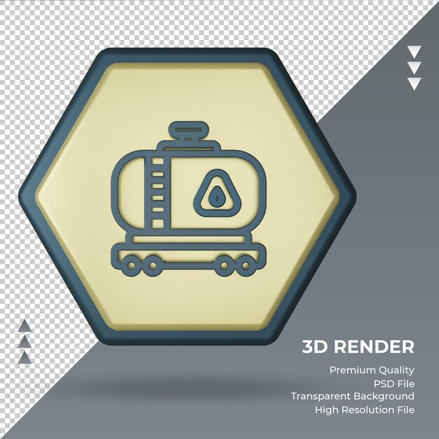 PSD 3d-pictogram oil tank fabriek teken rendering vooraanzicht