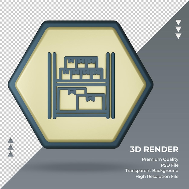 3d-pictogram opslagfabriek teken rendering vooraanzicht