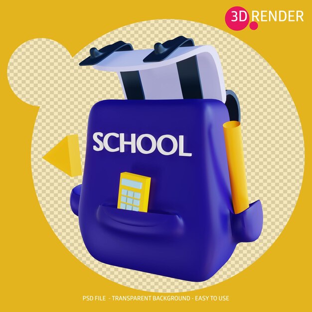 PSD 3d-pictogram schooltas