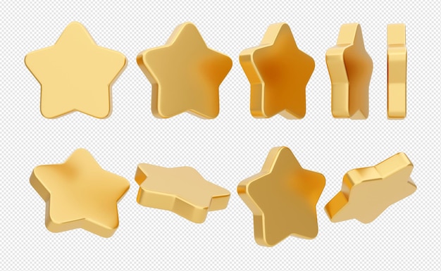 3D-pictogram ster gouden set