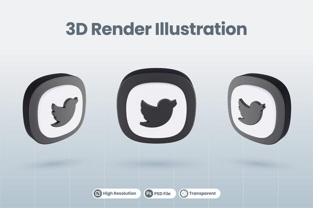 3d pictogram twitter sociale media logo geïsoleerd render