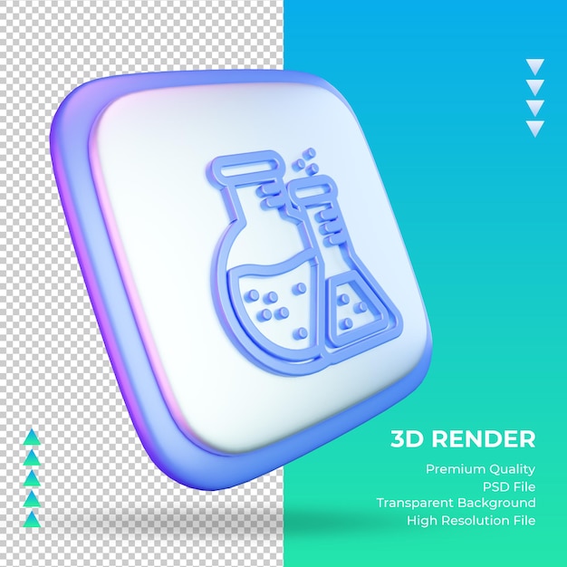 3d-pictogram universiteit scheikunde teken weergave linker weergave