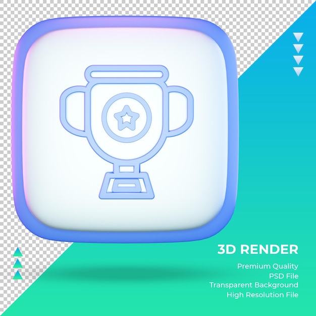 3d-pictogram universiteit winnaar beker teken weergave vooraanzicht