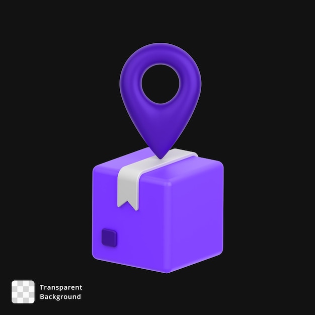 3D-pictogram van de locatie van een pakket