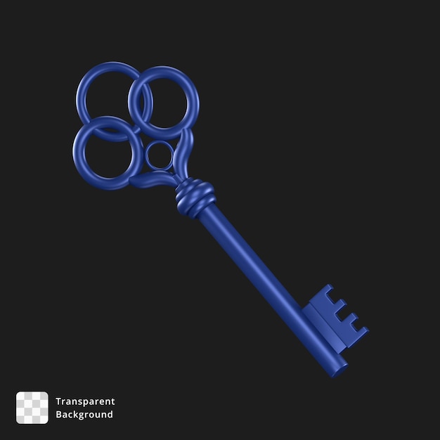 PSD 3d pictogram van een speciale blauwe sleutel