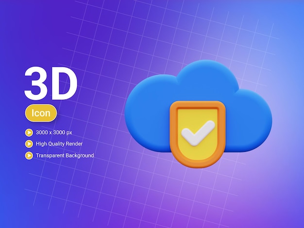 PSD 3d-pictogram voor cloudbescherming