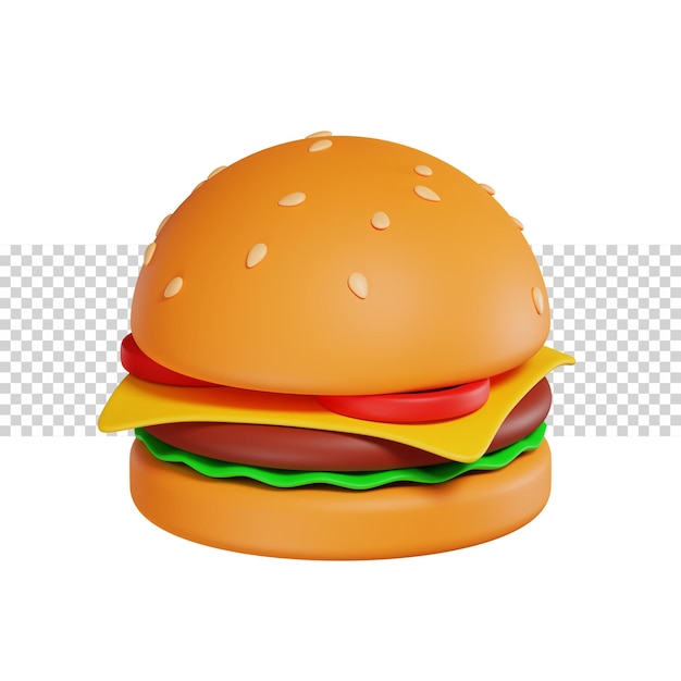 PSD 3d-pictogram voor het weergeven van hamburgerkaas met een glad oppervlak voor app of website