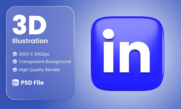 PSD 3d-pictogram voor sociale media linkedin