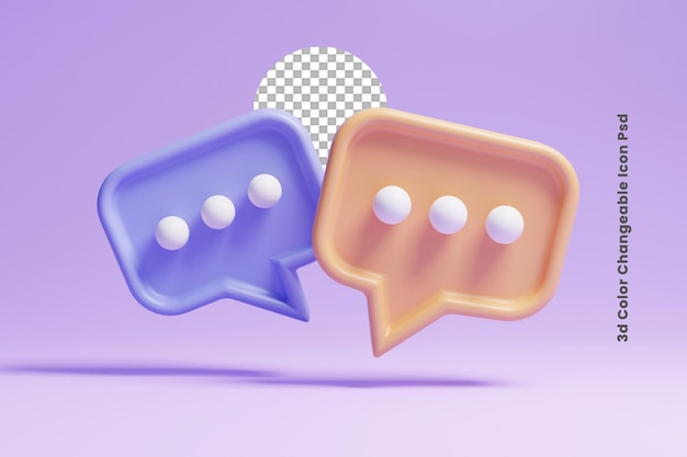 3d-pictogram voor spraakbellen of meldingspictogram voor chatberichten of 3d-pictogram voor online berichten