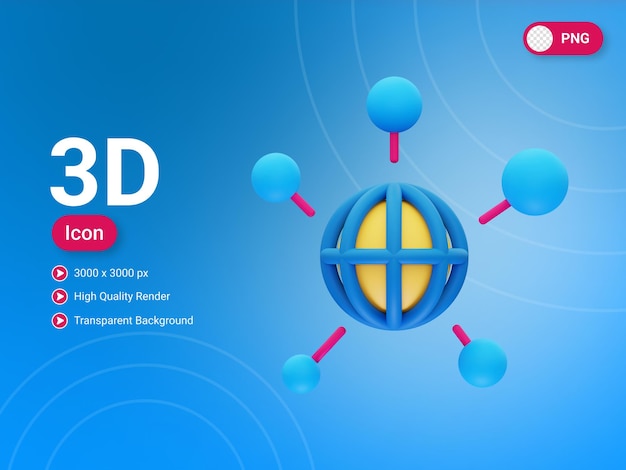 PSD 3d-pictogram voor wereldwijde verbinding