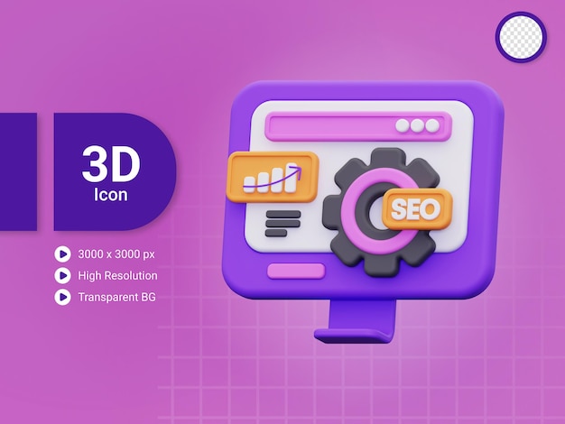 3d-pictogram voor zoekmachineoptimalisatie