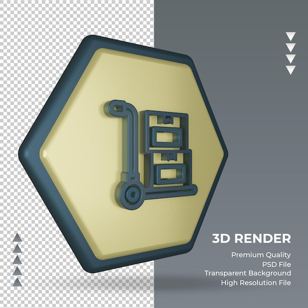 3d-pictogram vrachtfabriek teken weergave linker weergave