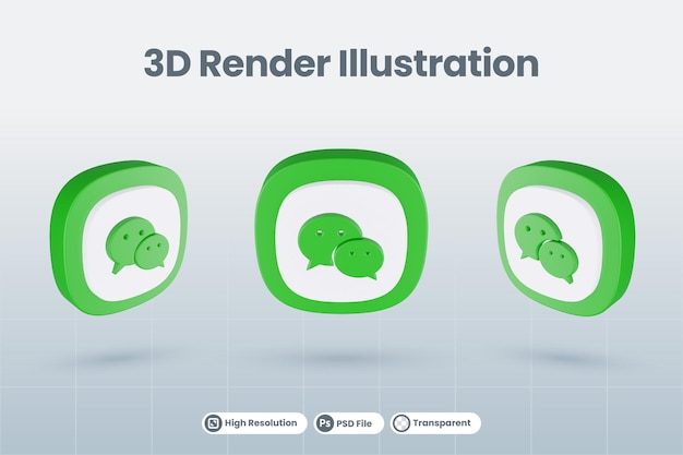 3d-pictogram wechat we chatten sociale media logo geïsoleerd render