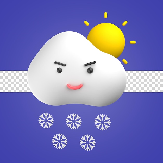 3D-pictogram weer zonnig sneeuwval emoticon smile